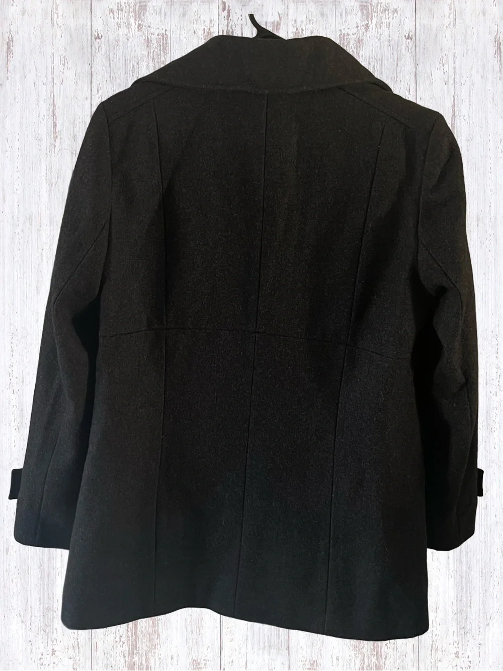New York & Company Black Double-Breasted Wool Blend Pea Coat Size 10